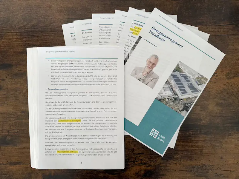 Energiemanagement-Handbuch als editierbare Vorlage für ein strukturiertes Energiemanagementsystem nach ISO 50001